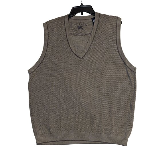 Cutter & Buck Mens Brown V-Neck Sweater Vest L 60% Cotton 40% Rayon Casual - Picture 1 of 5